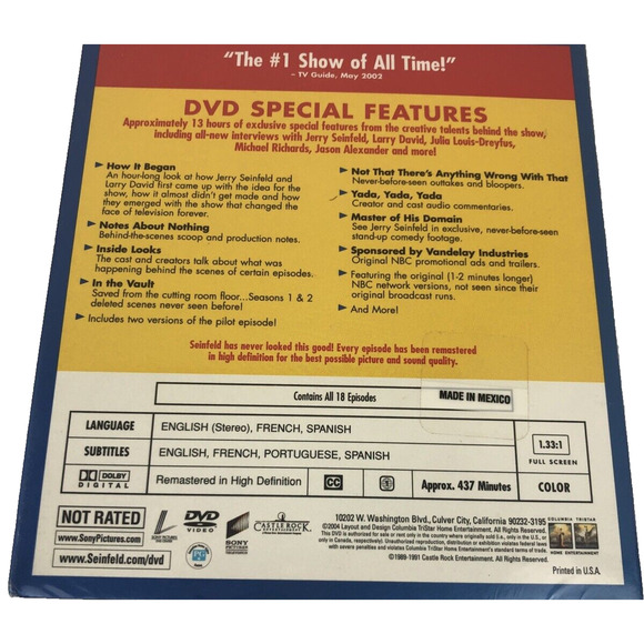 Seinfeld Seasons 1 and 2 DVD Box Set Sony Pictures TV Comedy Series NEW - Picture 5 of 7